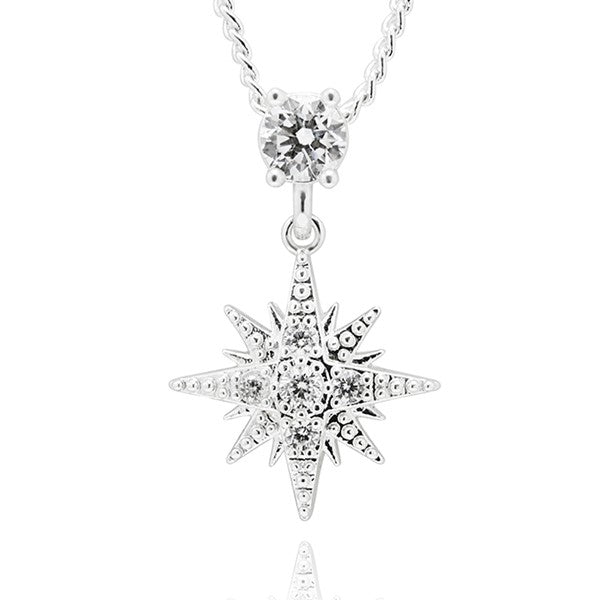 Equilibrium All That Sparkles Silver Plated Necklace & Earrings Shine Star