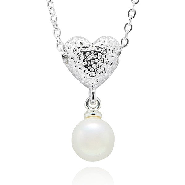 Equilibrium All That Sparkles Silver Plated Necklace & Earrings Heart Pearl