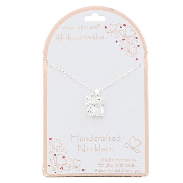 Equilibrium All That Sparkles Silver Plated Necklace Flower Sparkle