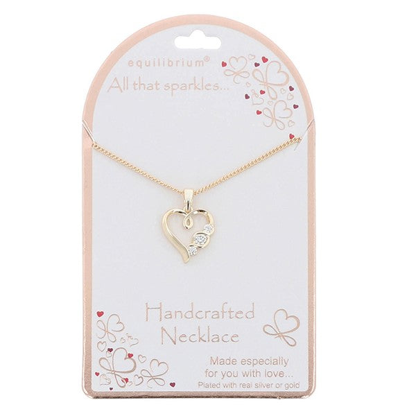 Equilibrium All That Sparkles Gold Plated Necklace Looped Heart