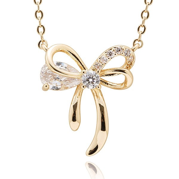 Equilibrium All That Sparkles Gold Plated Necklace Delicate Bow