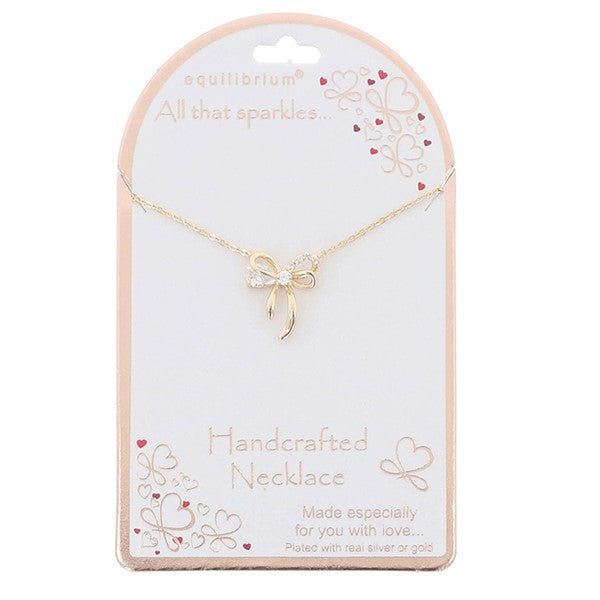 Equilibrium All That Sparkles Gold Plated Necklace Delicate Bow