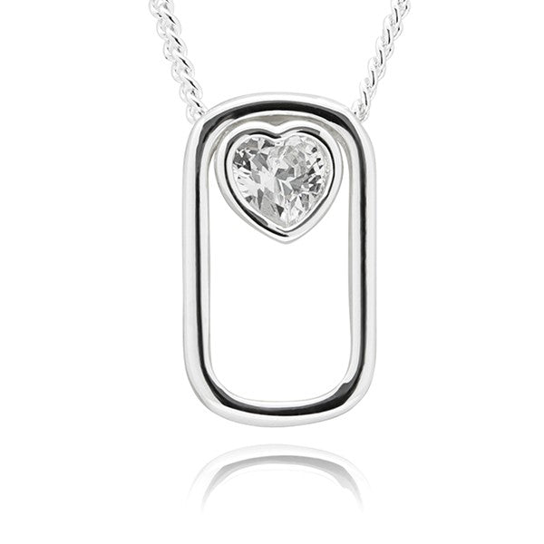 Equilibrium All That Sparkles Silver Plated Necklace Framed Heart