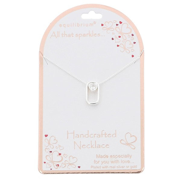 Equilibrium All That Sparkles Silver Plated Necklace Framed Heart