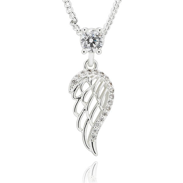 Equilibrium All That Sparkles Silver Plated Necklace Angel Wing