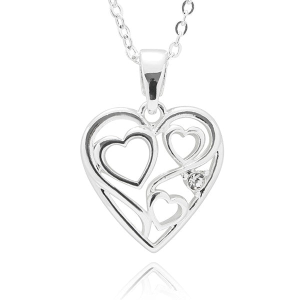 Equilibrium All That Sparkles Silver Plated Necklace Heart Of Hearts