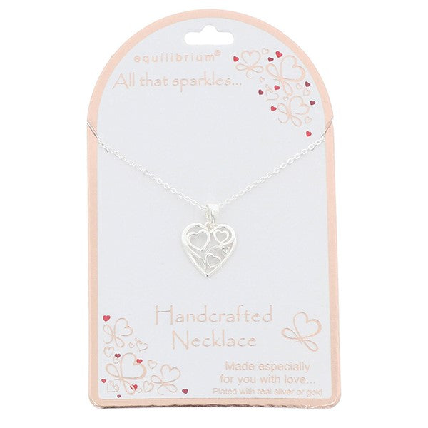 Equilibrium All That Sparkles Silver Plated Necklace Heart Of Hearts