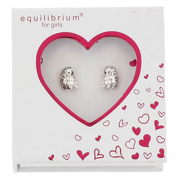 Girls Cute Little Hedgehog Silver Plated Earrings