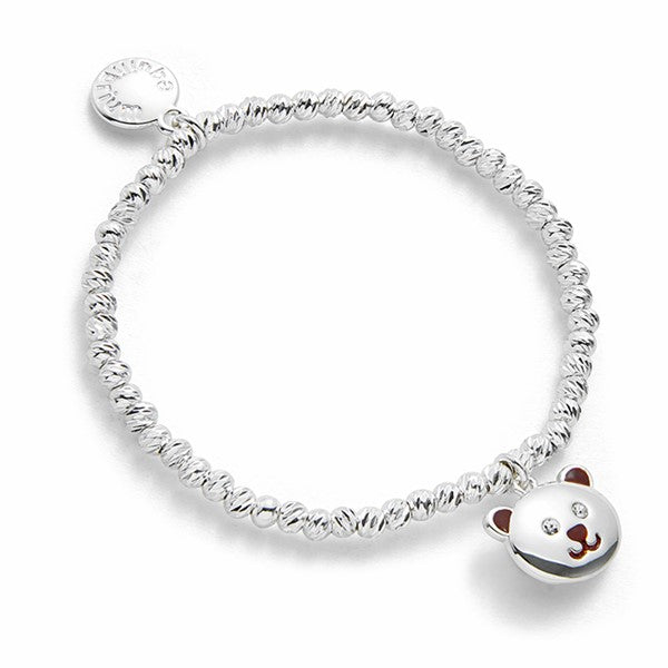 Girls Cute Teddy Face Silver Plated Bracelet