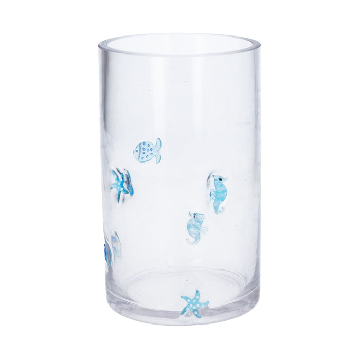 Gisela Graham Embossed Sealife Glass Tube Vase
