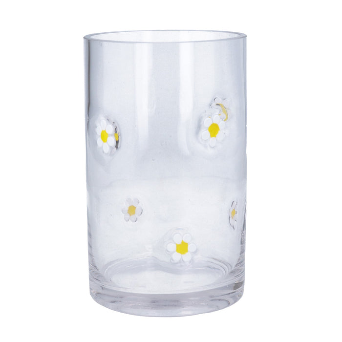 Gisela Graham Embossed Daisy Glass Tube Vase