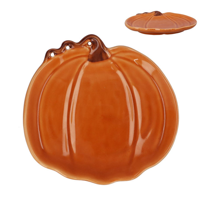 Gisela Graham Halloween Ceramic Pumpkin & Tendril Plate