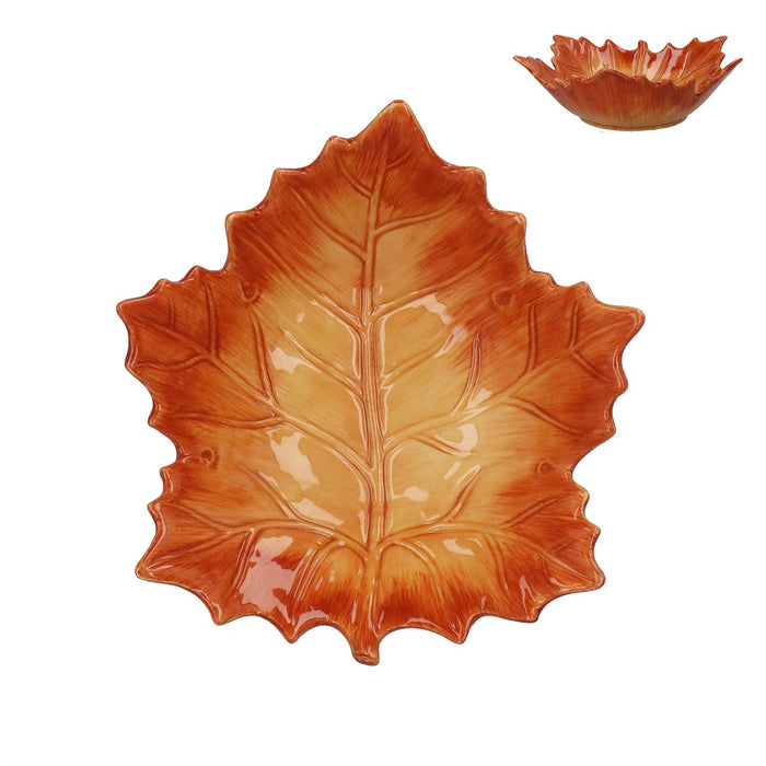 Gisela Graham Ceramic Bow Russet Sycamore Leaf 22cm