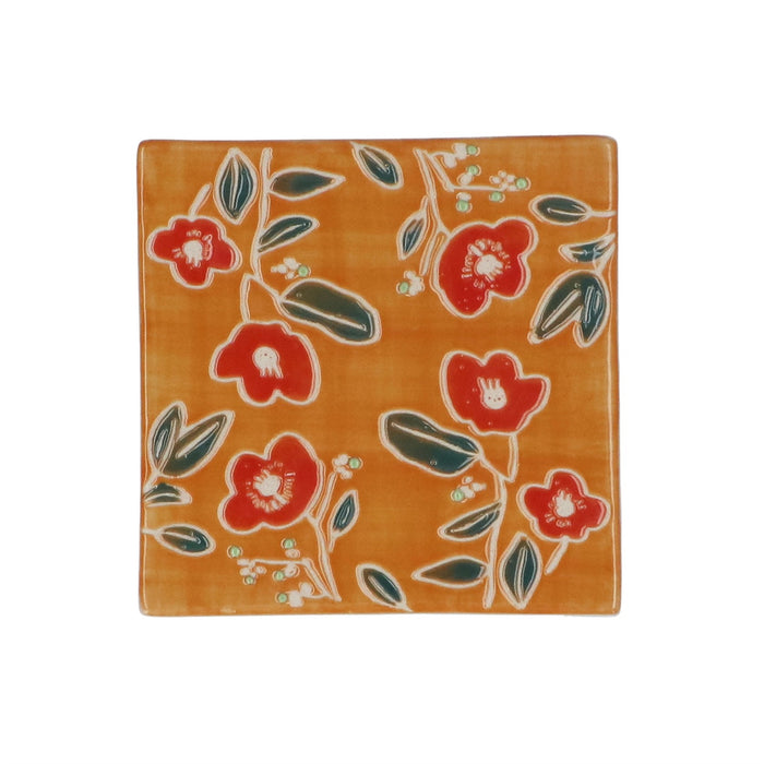 Gisela Graham Orange Floral Stoneware Coaster 10cm