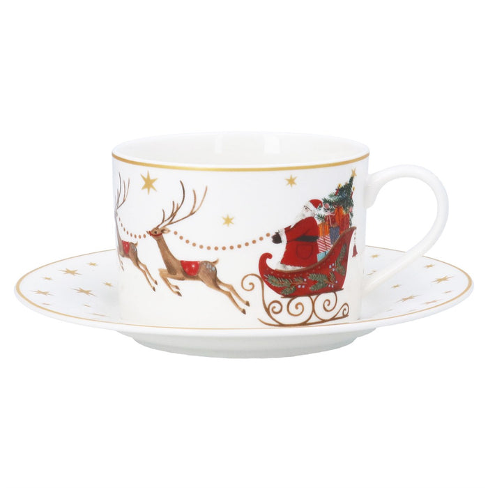 Gisela Graham New Bone China Nostalgia Sleigh Cup And Saucer