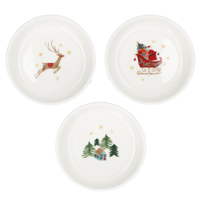 Gisela Graham New Bone China Nostalgia Sleigh 3 Mini Bowls