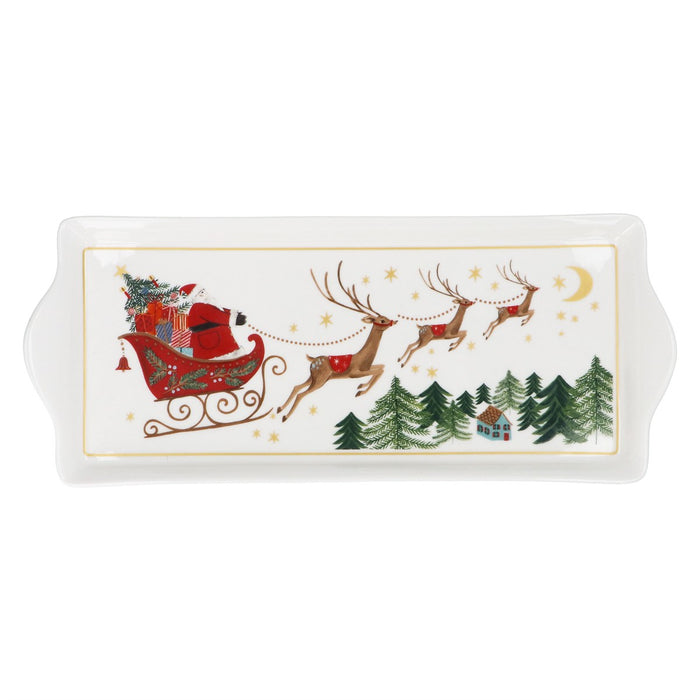 Gisela Graham New Bone China Nostalgia Sleigh Rectangular Plate 33cm