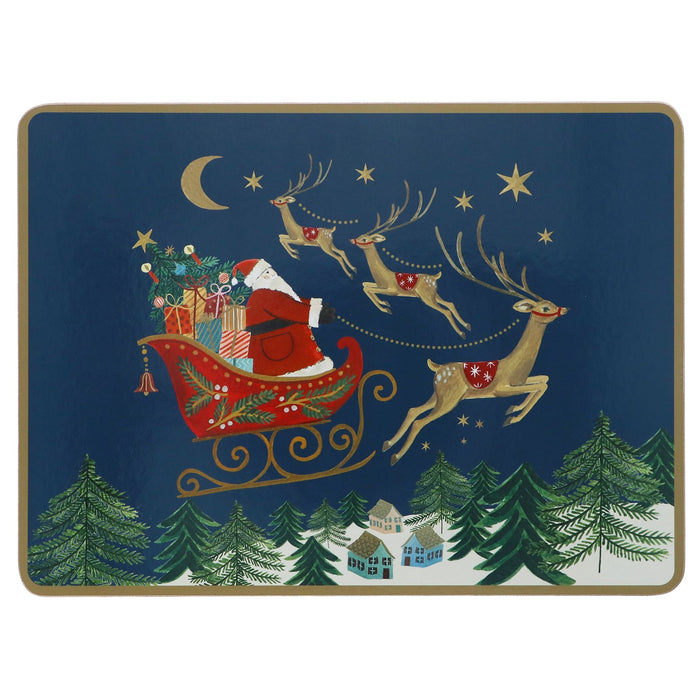 Gisela Graham Nostalgia Sleigh Cork Based Placemats  Pack Of 4
