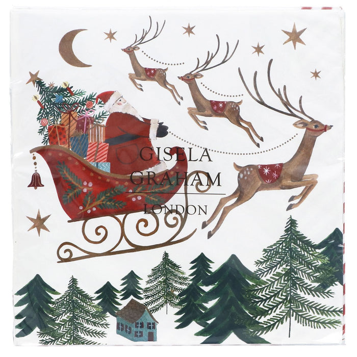 Gisela Graham Santa in Sleigh Napkins Pack Of 20