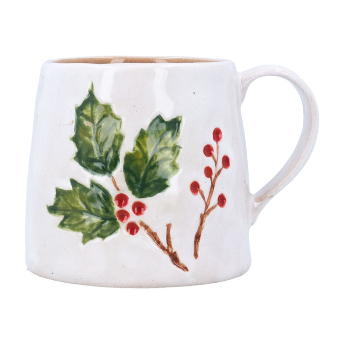 Gisela Graham Holly & Berries Stoneware Mug