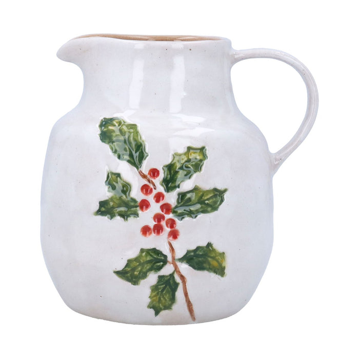 Gisela Graham Holly & Berries Stoneware Jug 15.5cm
