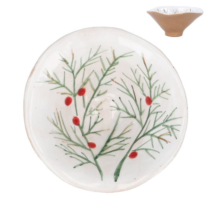 Gisela Graham Fir & Berries Stoneware Bowl Mini