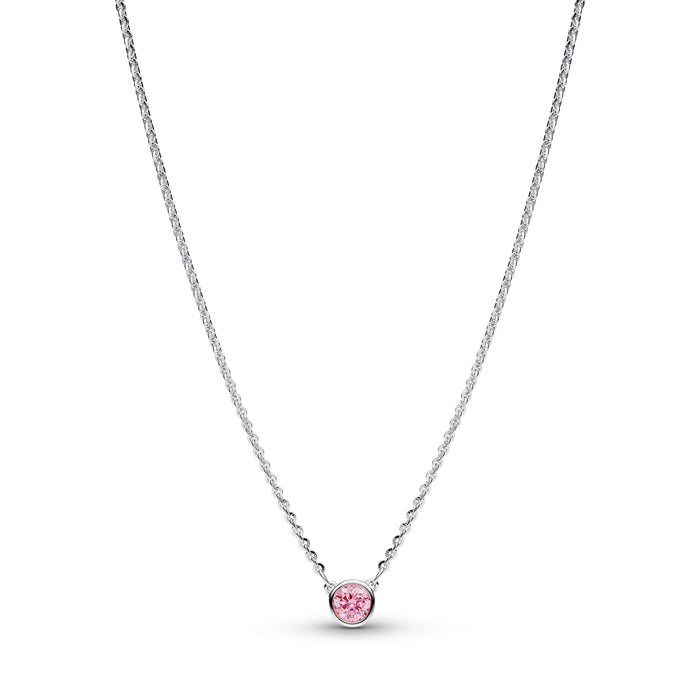 Pandora Era Bezel Sterling Silver Pink Lab-grown Diamond Pendant Necklace Sterling Silver
