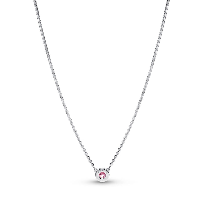 Pandora Era Bezel Sterling Silver Pink Lab-grown Diamond Pendant Necklace Sterling Silver