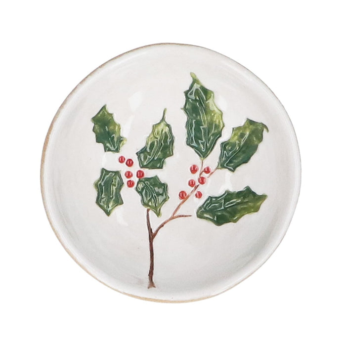 Gisela Graham Holly & Red Berries Stoneware Bowl Small