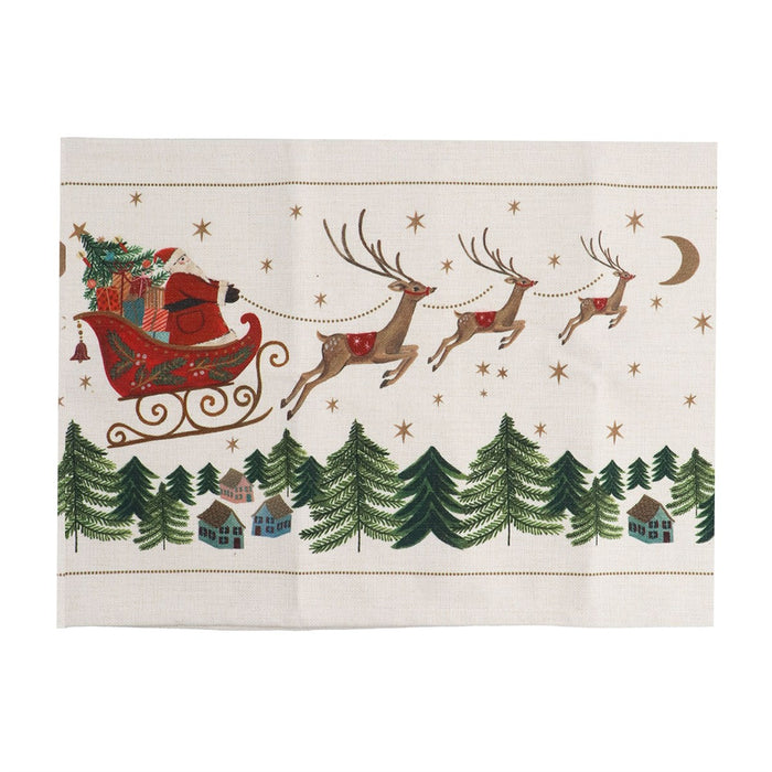 Gisela Graham Embroidered Nostalgia Sleigh Christmas Table Runner 140cm