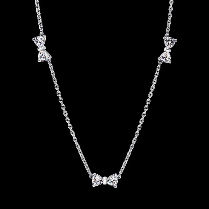 Pandora Bow Station Chain Necklace Sterling Silver