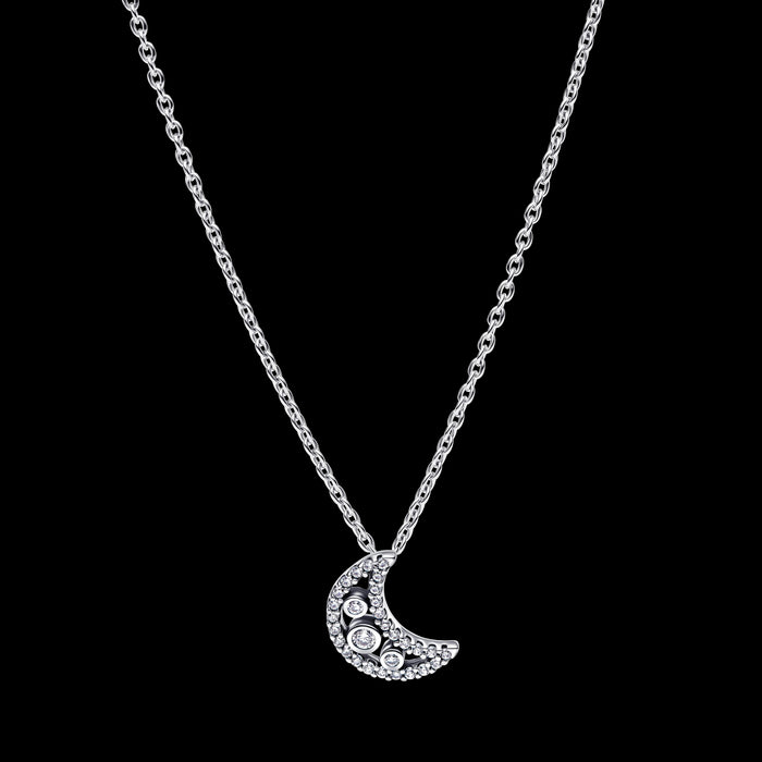 Pandora Crescent Moon Pendant Necklace Sterling Silver