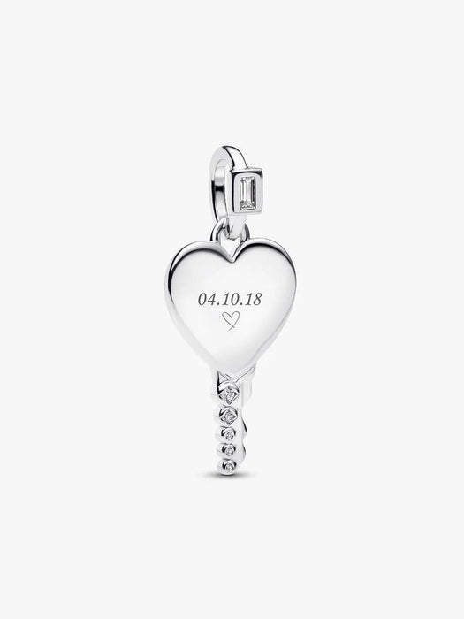 Pandora Engravable Heart Key Pendant Sterling Silver