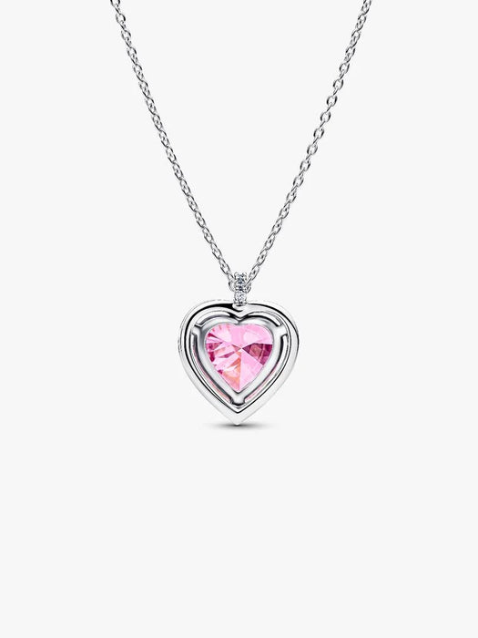 Pandora Pink Halo Heart Collier Necklace Sterling Silver