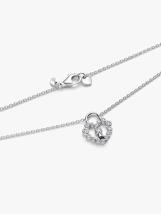 Pandora Sparkling Heart Padlock Pendant Necklace Sterling Silver
