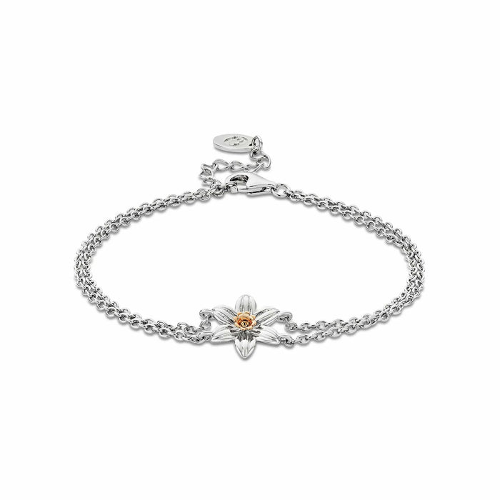 Clogau Nature's Wonder Sterling Silver Daffodil Double-Chain Bracelet