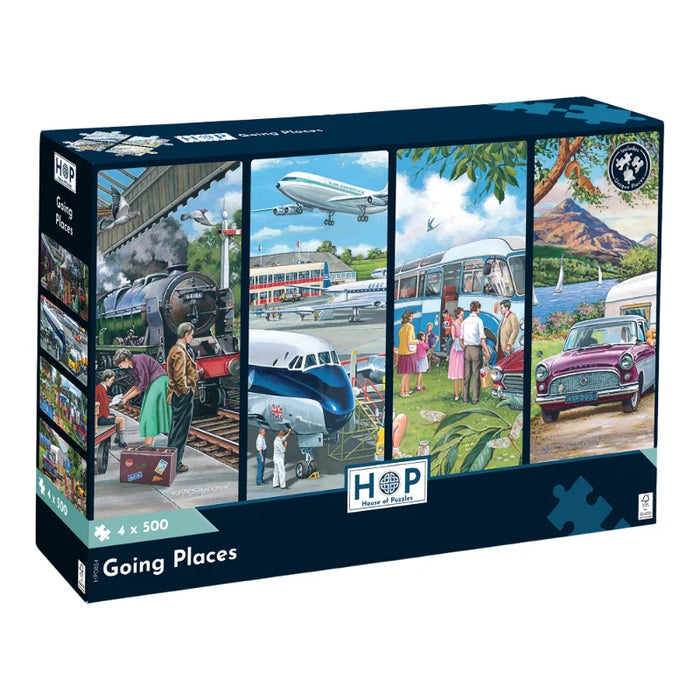 House of Puzzles Going Places 4 x 500 Piece Jigsaw Puzzle