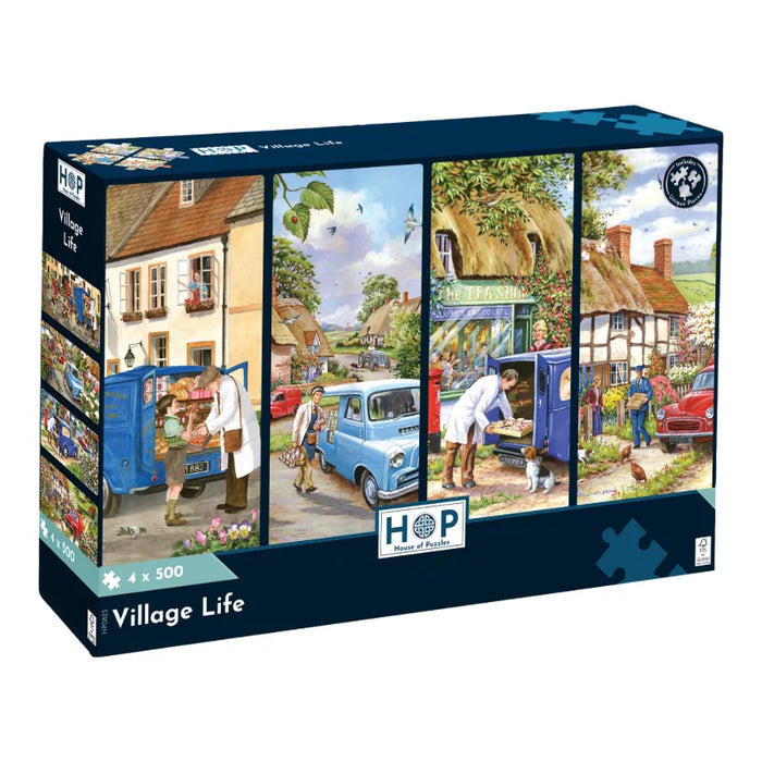 House of Puzzles Village Life 4 x 500 Piece Jigsaw Puzzle