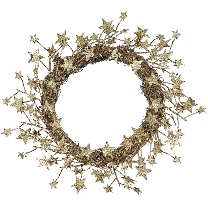 Gisela Graham Gold Glitter Star Wreath 50cm