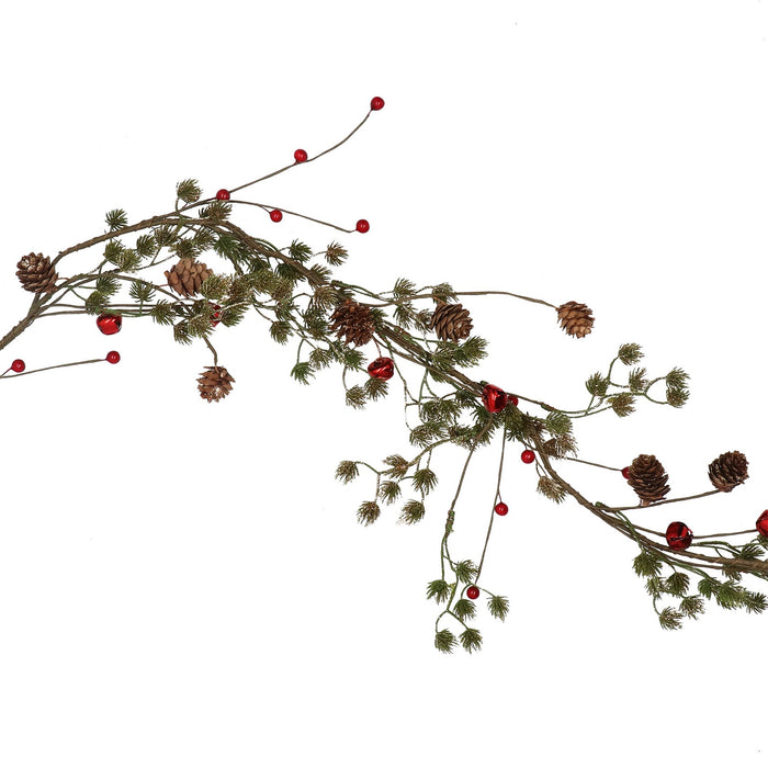 Gisela Graham Conifer, Cones & Red Berries Garland 1.2m