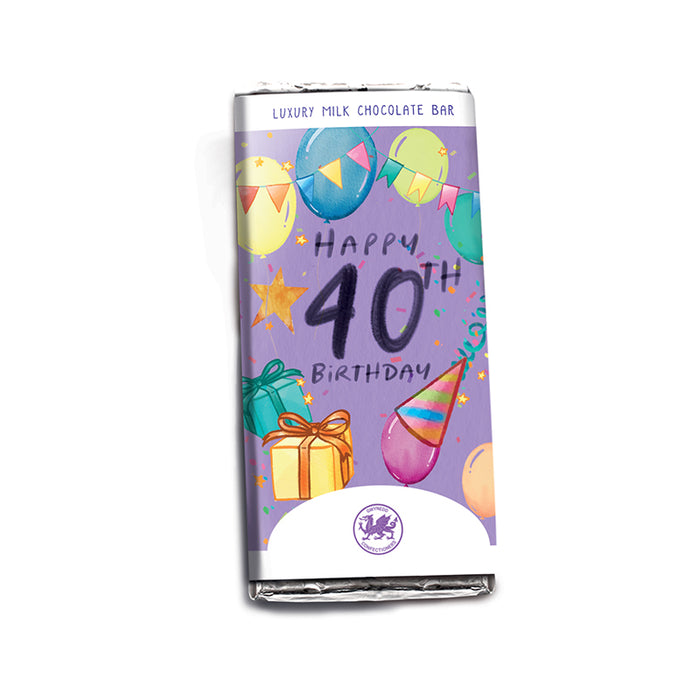 Happy 40th Birthday Milk Chocolate Bar 85g