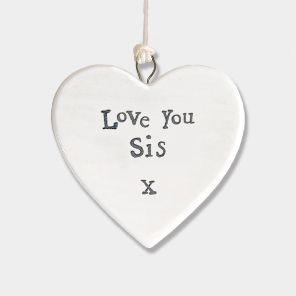 East Of India Porcelain Heart - Love You Sis