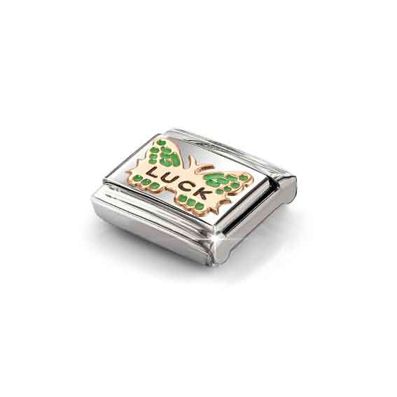 Nomination Classic Green Butterfly Luck Silver Charm