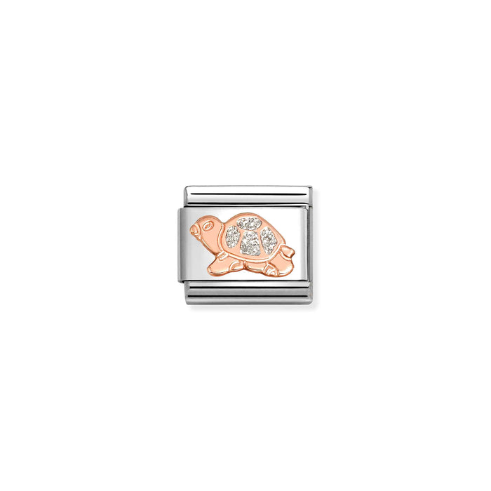 Nomination Classic Symbols White Stone Turtle Rose Gold Charm