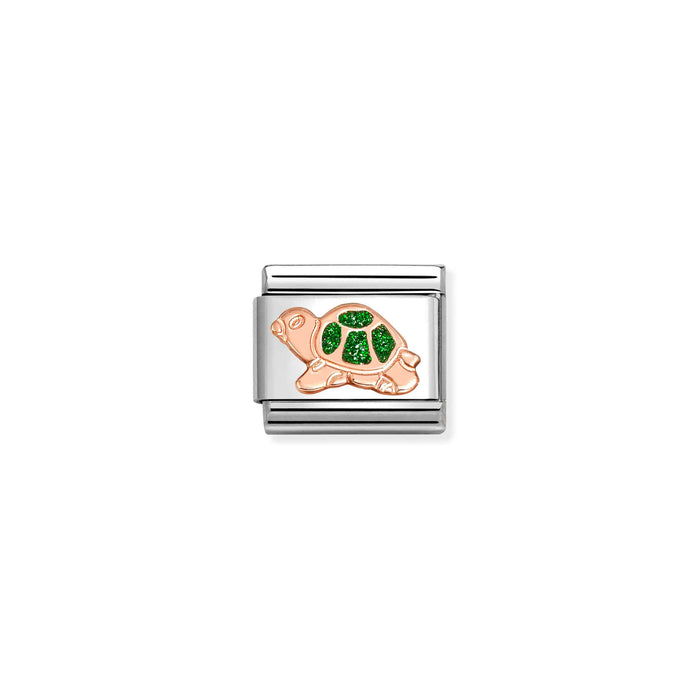 Nomination Classic Symbols Green Stone Turtle 9k Rose Gold Charm