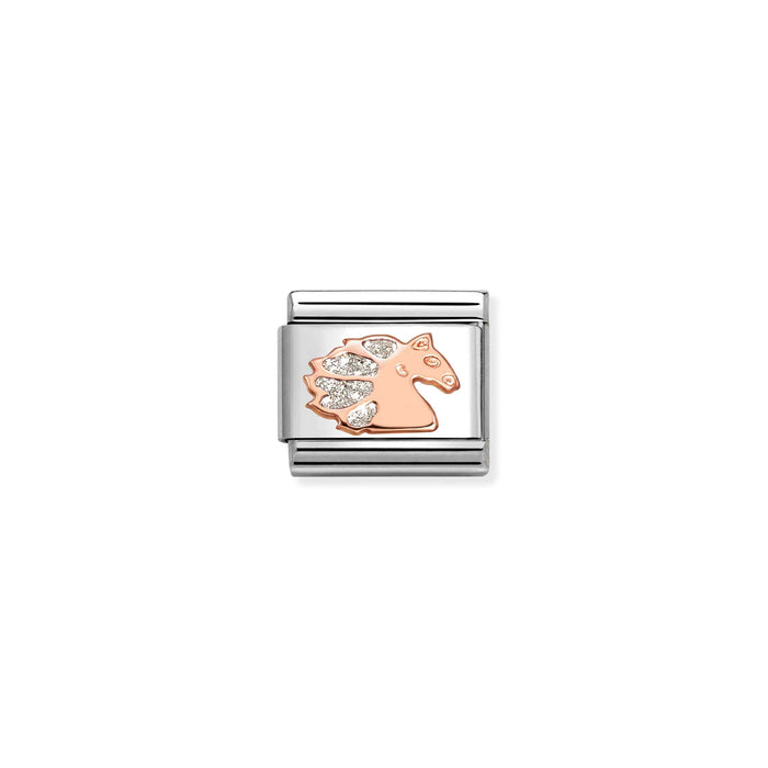 Nomination Classic Symbols White Stone Unicorn 9k Rose Gold Charm