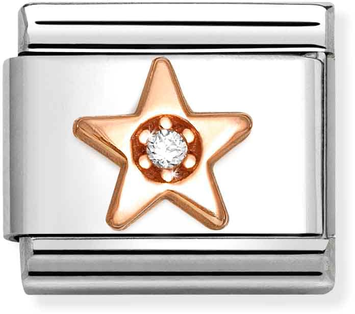 Nomination Classic Rose Gold Symbols Star With White Cubic Zirconia Charm