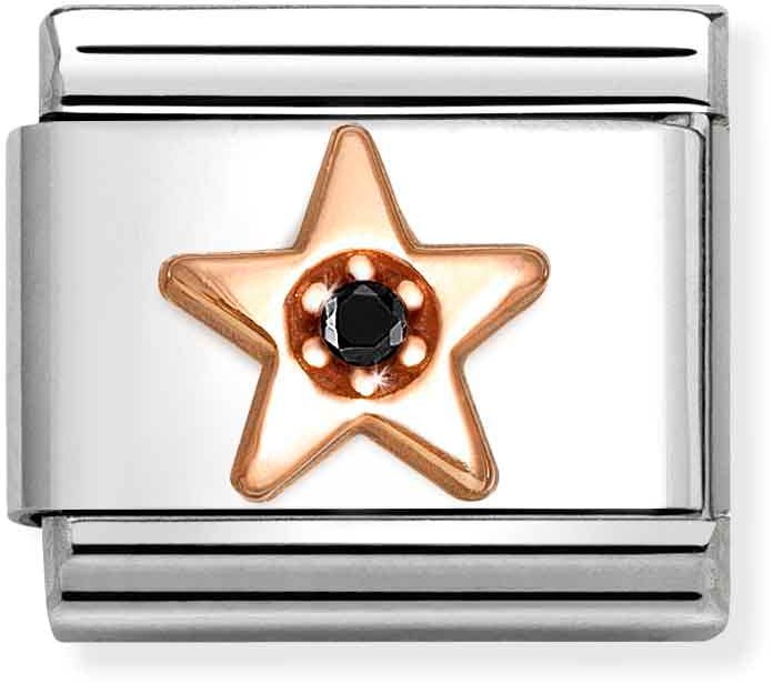 Nomination Classic Rose Gold Symbols Star With Black Cubic Zirconia Charm