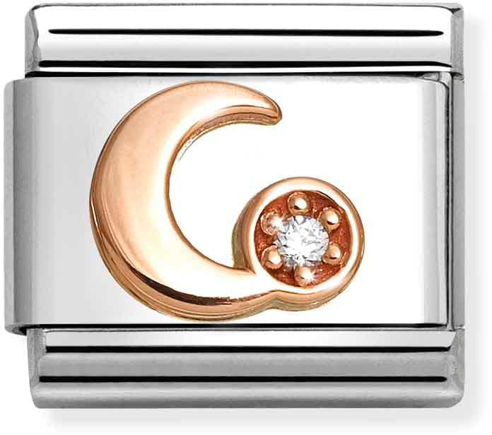 Nomination Classic Rose Gold Symbols Moon With White Cubic Zirconia Charm