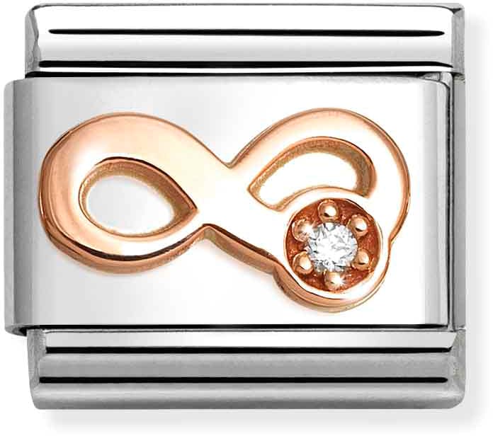 Nomination Classic Rose Gold Symbols Infinity With White Cubic Zirconia Charm